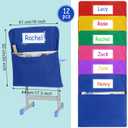 Maitys 12 Pcs Large 17 Inches Chairback Pocket Chart Student Chair Pockets Chair Back Classroom Organizer with Name Tag for Keeping Kids Student Book School Table Organized(Mixed Colors)