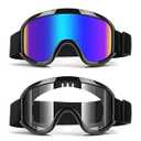 Jeemeele Motorcycle Goggles, 2-Pack Dirt Bike Goggles ATV Motocross Goggles Riding Ski Goggles Helmet Goggles UV400 Dustproof (Clear+Blue)