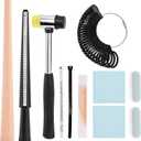 11 Pieces US UK Ring Mandrel Set, Ring Sizer Tools, Wood Ring Mandrel, Ring Sizer, Rubber Hammer, Plastic Ring Sizer Gauge, Buffing Bars, Polished Agate, Jewelry Cleaning Cloth