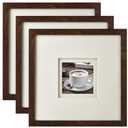 Yaetm 12x12 Square Picture Frame Matted to 5x5, Double Floating Ivory Mat, Brown Wood Grain Photo Frame with Polished Tempered Glass for Wall Gallery, Home and Office, Wall Mounting, 3 Pack