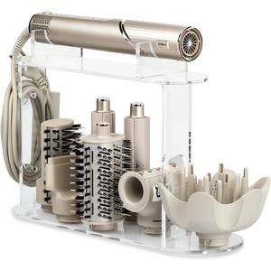 Upgraded Storage Holder for Shark FlexStyle 7-Hole Acrylic Stand Organizer for Long Barrels & Diffuser, Countertop Holder for Shark Flex Style Accessories for Bathroom Vanity Makeup Table