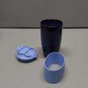 Ceramic Travel Coffee Mug with Polypropylene Lid and Insulated Sleeve, 16 oz, Portable Coffee Cup for Car Cup Holder, Transmutation Glaze Microwave and Dishwasher Safe(Blue)