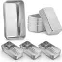 LIANYU 8 Pack 9x5 Inch Loaf Pans for Bread Baking, Stainless Steel Baking Bread Pans, Small Loaf Tins for Homemade Brownies and Pound Cakes, Dishwasher Safe (Silver)