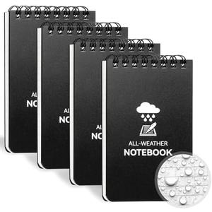 COIDEA Waterproof Notebook, 3 Pack Top-Spiral Pocket Notepad, 3" x 5" Weatherproof NotePad, All Weather Police Pocket Notebook Little Memo Steno Note Pads for Outdoor Office School Recording, Black