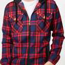 Men's Winter Cotton Plaid Shirts Jacket Warm Fleece Lined Flannel Hooded Shirt Jacket Coat for Men (M)