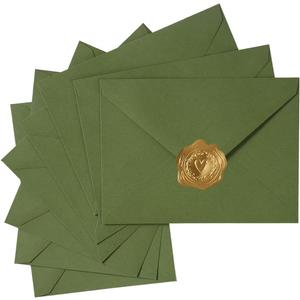 50 Pack A7 Colorful 5x7 Envelopes V Flap Invitation Envelopes for 5x7 Cards, Birthday, Weddings, Graduations, Greeting Cards, Baby Shower 5.24 x 7.24 Inches (Olive Green)