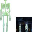 Hanging 4.9 Ft Halloween Skeleton Decorations with Glowing Posable Skeletons,Hanging Skeleton Decoration Glow in The Dark for Garden Party Tree Porch Yard Lawn Indoor Outdoor Decor (2025Green)