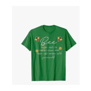Bee Happy Kind Brave Humble Smart Positive Bumblebee Womens T shirt Color/Kelly Green, Size Large