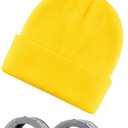 2Pcs Costume Accessories Adult Steampunk Goggles Glasses Yellow Beanie Knit Hats Women Kids Halloween Cosplay Party