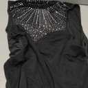 WDIRARA Women's Plus Size Sparkly Rhinestone Tank Bodysuit Party Mock Neck Sleeveless Body Suit (3X-Large Plus, Black)