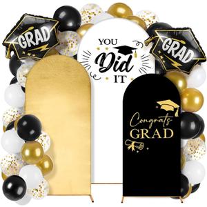 Foilswirl 2026 Graduation Decorations Class of 2026 Arch Backdrop Cover (4/5/6ft) Balloon Arch Cover Spandex Backdrop Blue White Golden Balloons for Graduation Season Class Party Decor