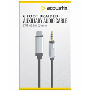 Acoustix™ Auxiliary Braided Audio Cable, 6 ft, 3,5MM 