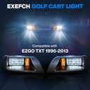 Golf Cart LED Light Kit for EZGO TXT 1996-2013, 12V Street Legal EZGO TXT Headlight and Taillight kit with Wiring Harness, High-Brightness, Black Kit