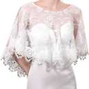 Ayliss Women Lace Wedding Shawls Wrap Bridal Embroidered Shrug Bolero Cape Shoulder Covers Up Evening Prom Party Dress