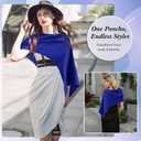 Women Sheer Poncho Shrug Winter Sheer Blouse Top Acrylic Lightweight Poncho Bolero for Evening Dress (Blue)