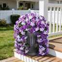 9 x HyeFlora Artificial Flowers for Outdoors, 2pcs Faux Hanging Morning Glory Silk Fake Flowers Lifelike Artificial Plants UV Resistant Flowers for Outside Planter Patio Garden Porch Decor (Purple)