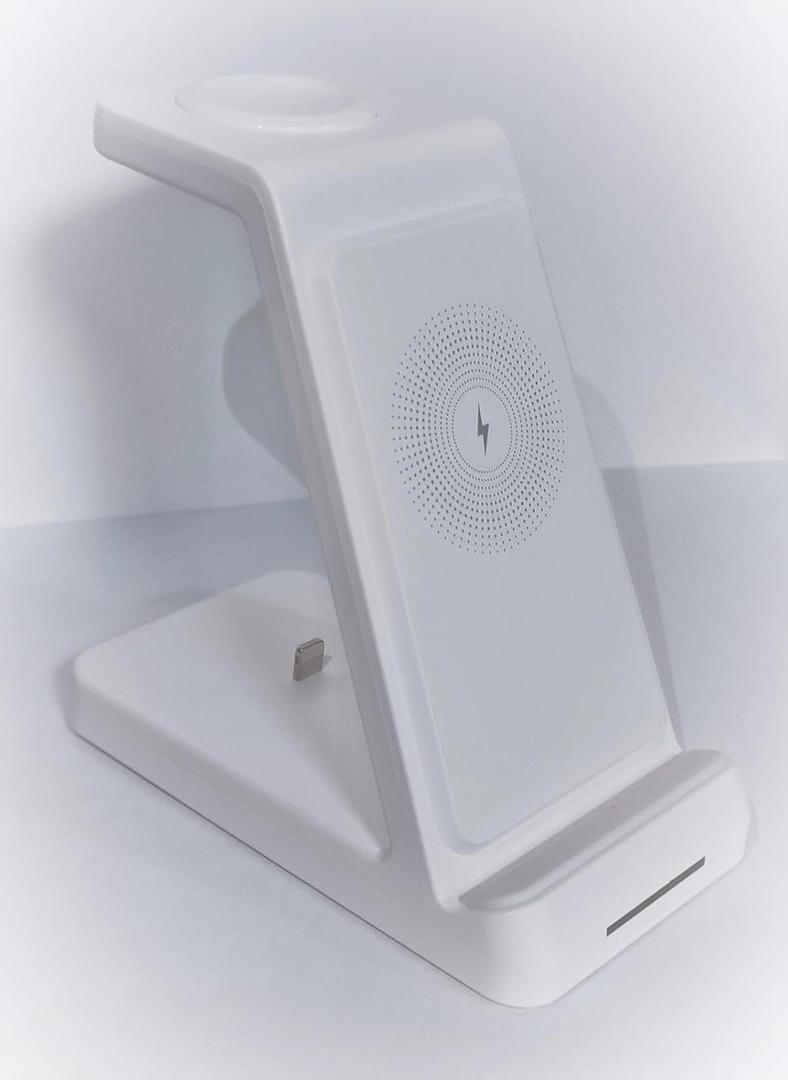3-in-1 Wireless Charging Station, 15W Fast Charging Dock for Phone, Watch, and Earbuds  Simple Setup, Instant Charging (White)