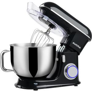 Aucma Stand Mixer, 8.5QT 900W Tilt-Head, Large Capacity Kitchen Electric Mixer with Dough Hook, Wire Whip & Beater (Black, 8.5QT)