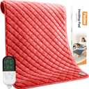King Size Heating Pad for Back Pain 32"x24" Extra Large Electric Heating Pad for Period Cramps Relief & Body Neck Shoulder Auto Shut Off Heat Pad Temperature Settings Machine Washable Red