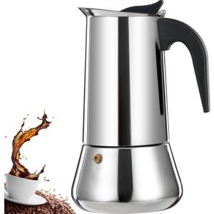 12 Cup Stovetop Espresso Maker Stainless Steel Moka Pot Stove Top Percolator Italian Coffee Makers Capable Mocha Greca Machine Cafe Classic Induction Cookers for Home and Camping 600ml 20oz