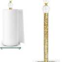 Paper Towel Holder Stand, Countertop Paper Towel Roll Dispenser Holders with Cube Base, Tissue Countertop Filled with Sparkly Crystal Crushed Diamond House Decor for Kitchen Bathroom