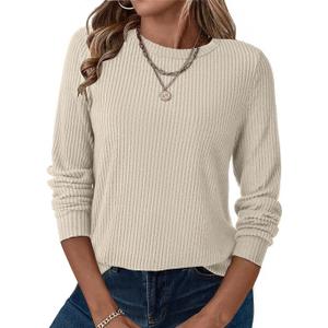 GKBK Womens Tops Long Sleeve Lightweight Shirts 2025 Fall Fashion Trendy Pullover Tops Crewneck Knit Tee Sweatshirts (XL)