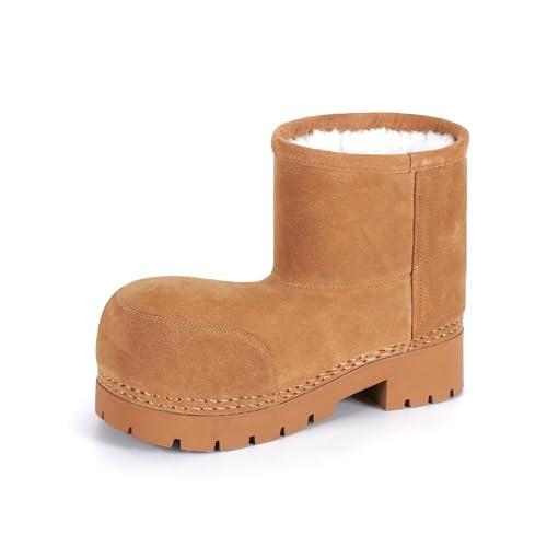 LACIKOSZ Womens Platform Winter Snow Boots Ankle Cozy Fur Lined Waterproof Outdoor Boots Anti Slip Outdoor Short Booties Size 7