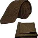 Dark brown and black tie and pocket square set in a sharkskin effect fabric