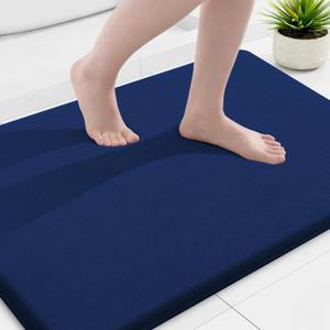 Smiry Memory Foam Bath Mat 36x24, Extra Soft and Absorbent Bathroom Mats, Non Slip Washable Carpet for Floor, Shower and Tub, Navy Blue