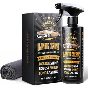 Toretark Ceramic Coating for Cars Odorless Car Wax Spray Premium Persistently Polish Cleaner High Hydrophobic & Gloss Polisher Coat 16 oz (EXP 04/28/28)