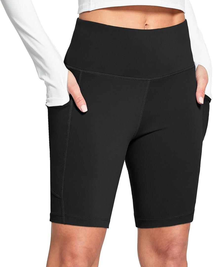 baleaf Women's 6"/8" High Waisted Biker Shorts with Pockets for Gym Workout Yoga Running Athletic (XX-Large, Black)