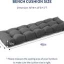 IPYNBAP Outdoor Bench Cushion, 48x18x5 Inch, Waterproof Bench Cushion for Outdoor/Indoor Furniture, Tufted Patio Bench Seat Cushion, Fade Resistant Outdoor Cushions for Porch Swing Couch, Dark Grey
