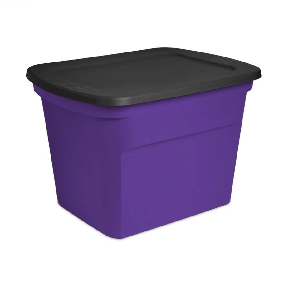 Pack of 18, Sterilite 18 Gal Purple Storage Tote 16.12 In. H X 23.5 In. W X 18.62 In. D Stackable