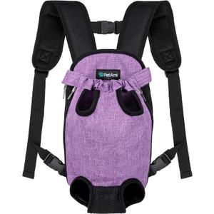 PetAmi Dog Carrier Backpack, Adjustable Pet Cat Front Carrier Backpack, Ventilated Dog Chest Carrier for Hiking Camping Travel, Sling Bag for Small Medium Dog Cat Puppies, Medium, 9-13 lbs, Purple