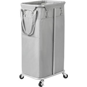 WOWLIVE 100L Rolling Laundry Hamper with Wheels Large Laundry Basket Organizer Laundry Cart with Steel Frame and Removable Bag Foldable Tall Dirty Clothes Hamper Dorm Room Storage for Bedroom (Grey)