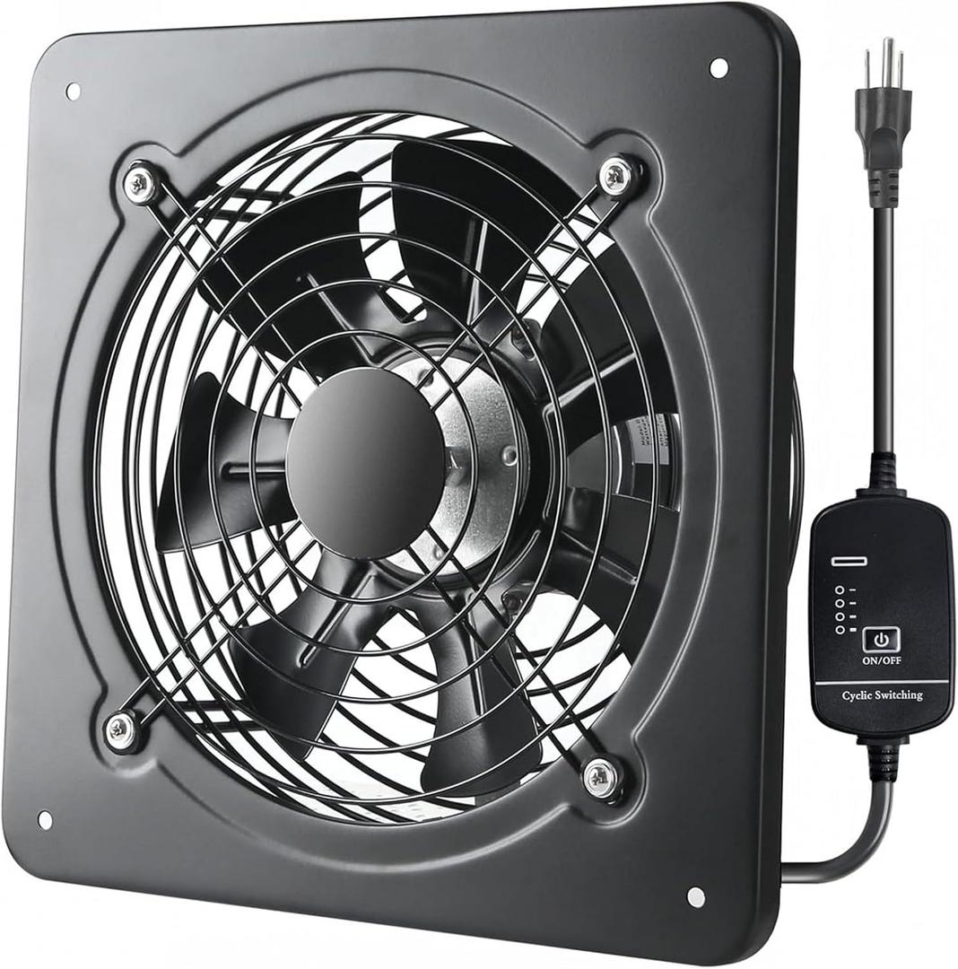16 Inch Window & Wall Mounted Exhaust Fan, 1040 CFM High Speed Ventilation Fan, 1460 RPM Industrial Extractor Fan with Adjustable Speed for Basement, Garage, Home, Office & Commercial Use