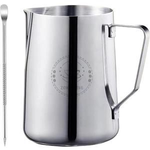 Milk Frothing Pitcher 50oz, Espresso Steaming Pitchers 50 Oz, Espresso Machine Accessories, Milk Frother cup 1500ml, Coffee Cappuccino Latte Art, Stainless Steel Jug with Dsecorating Art Pen