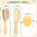 SIMPOR 3PCS Baby Hair Brush and Comb Set for Newborns, Yellow Natural Soft Goat Bristles and Silicone Cradle Cap Brush, Baby Hair Comb Care Kit with Toddlers