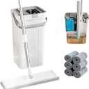 Mop and Bucket Set, Flat Mop and Bucket System with Wringer, Automatic Separates Dirty and Clean Water Include 6 Reusable Microfiber Mops for Floor Cleaning