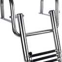 4 Steps Pontoon Boat Ladder,Stainless Steel Inboard Dock Ladder Marine Ladder