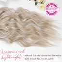 REECHO Clip in Hair Extensions, 4PCS Blonde Hair Extensions 24" Thick Long Beach Waves hair extensions HE003 Invisible Lace Weft Natural Soft Hairpieces for Women Ash Blonde with Highlights