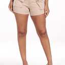 WAYRUNZ High Waist Cargo Shorts for Women (Beige)