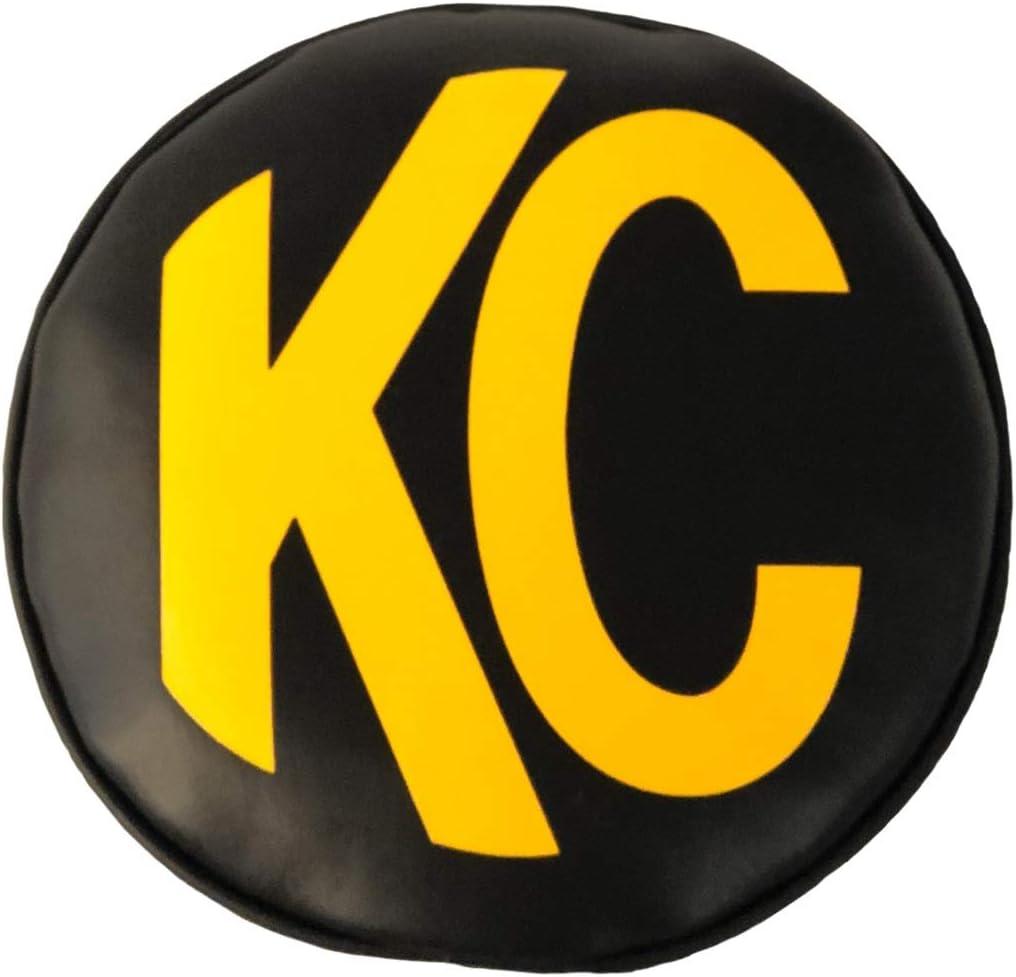 KC HiLites 5102 6" Soft Light Covers - Vinyl Black w/Yellow KC (Sold in Pairs)