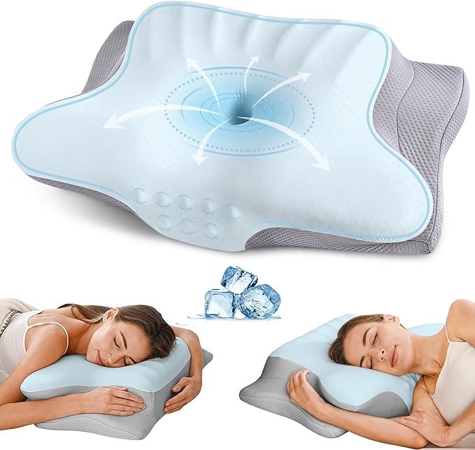 Cervical Neck Pillow for Pain Relief  Ergonomic Memory Foam Pillows for Sleeping, Cooling Side Sleeper Pillow for Neck Support, Contour Orthopedic Bed Pillow for Sleepers