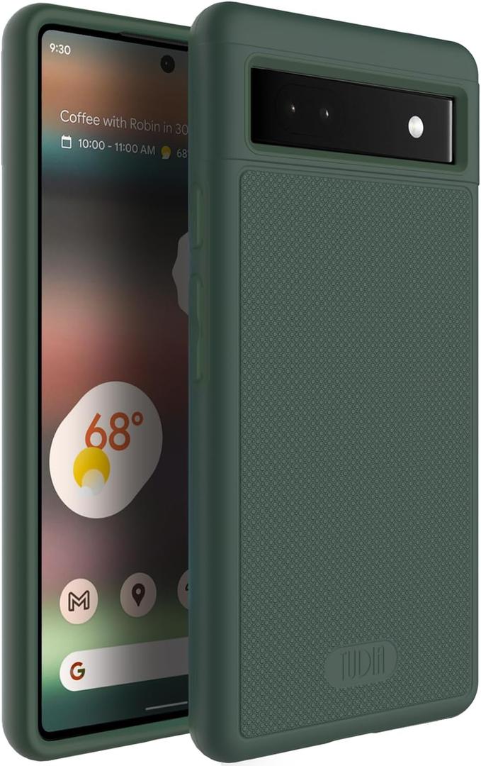 TUDIA MergeGrip [Military Grade] Designed for Google Pixel 6a Case (2022), [Drop Tested] Dual Layer Shockproof Slim Tough Non-Slip Heavy Duty Protective Phone Cases Cover - Pine Green