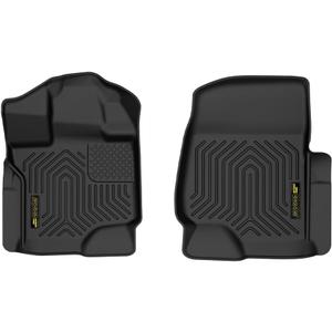 PIT66 Floor Mats Compatible with Ford F150 Super Crew Cab 2015-2024, Fit 22-24 Lightning Models (Rear w/o Fold Flat Storage) (Heavy Duty) TPE 2-Piece Premium, Black