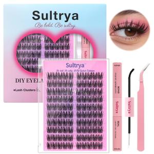 9 x DIY Eyelash Extension Kit 100pcs Clusters HANDMADE Faux Mink Individual Clusster Lahses for Natural Fluffy Wispy Looks False Eyelashes Self Application at Home with Bond Seal Tweezers (13mm, S01 KIT)