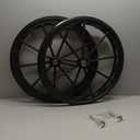 Flat Free Rear Wheels for Wheelchair for 22-24 Inch Wheelchairs, Wheelchair Wheels Replacement With Bearings and Handrim, Solid Black tires (Set of 2)