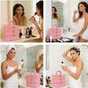 Three Layer Makeup Bag for Women Fashion Stripes Cosmetic Bag Preppy Style Travel Water-Resistant Toiletry Bag for Storage Toiletries Cosmetics Sets for Women Teen Girls Purple (EXP 12/30/36)