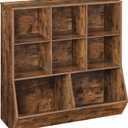 HOOBRO Kids Bookshelf, Toy Storage Cabinet, Kids Toy Organizer, 8 Cubicles, Bookcase Footboard, Bookshelf for Kids, for Playroom, Bedroom, Nursery, School, Rustic Brown